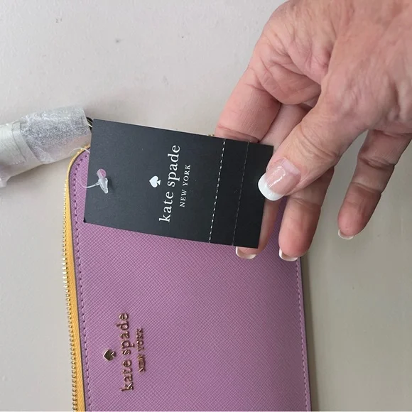 NWT Kate Spade BiColor medium zip wristlet! Pink and Yellow - Picture 11 of 14